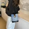 Fashionable Korean Style Casual Bucket Bag For Women In Elegant Black Silver Brown Colors