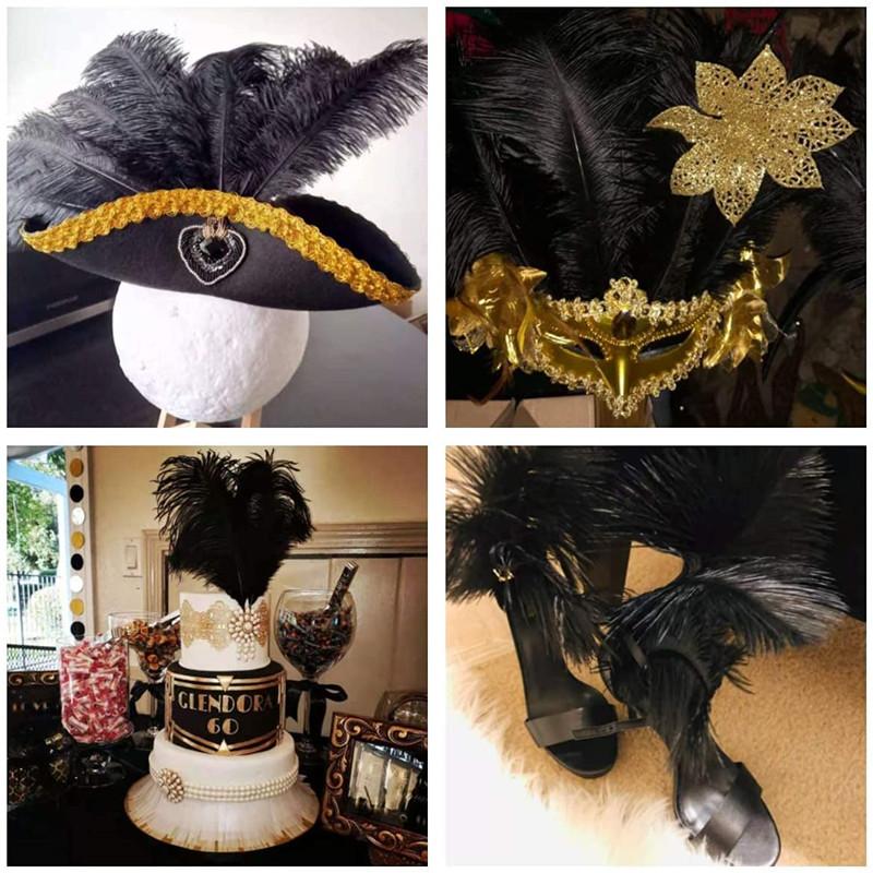 10Pcs Ostrich Feathers Wedding Centerpiece For Needlework Crafts Material DIY Decoration Carnival Headdress Accessories Plumes