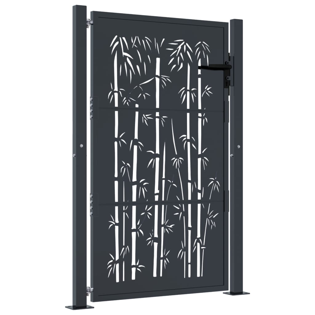 Garden Gate Anthracite 100 x 125 cm Steel Bamboo Design