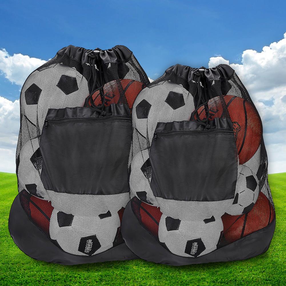 Mesh Socce Ball Bag Large Sports Ball Bag Secure Side Pocket for Holding Basketball Volleyball Baseball for Adults Kids