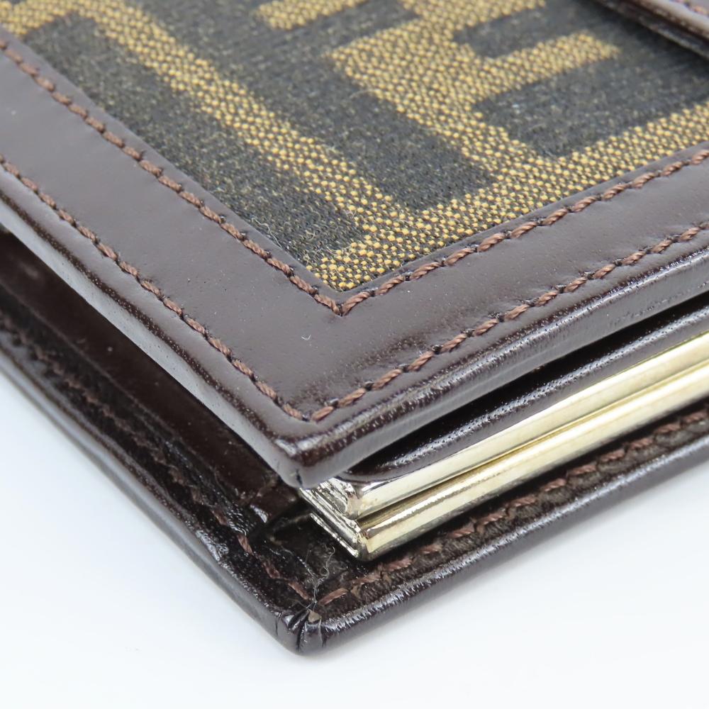 Used FENDI Bifold Wallet Zucca 01692 canvas/leather Brown Gamaguchi