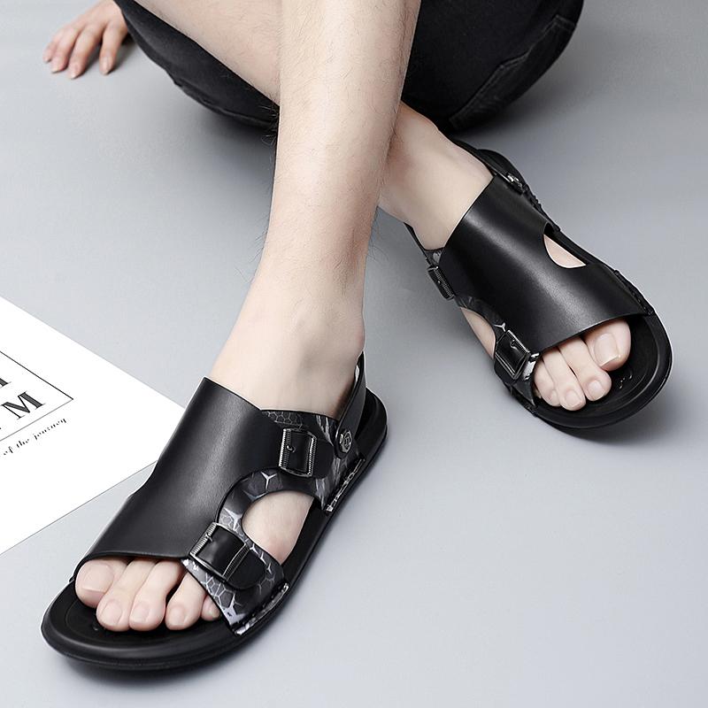 Мужские высококачественные удобные сандалии из натуральной кожи, пляжные сандалии, мужские кожаные летние сандалии 2024 года, мягкие легкие мужские летние сандалии-тапочки