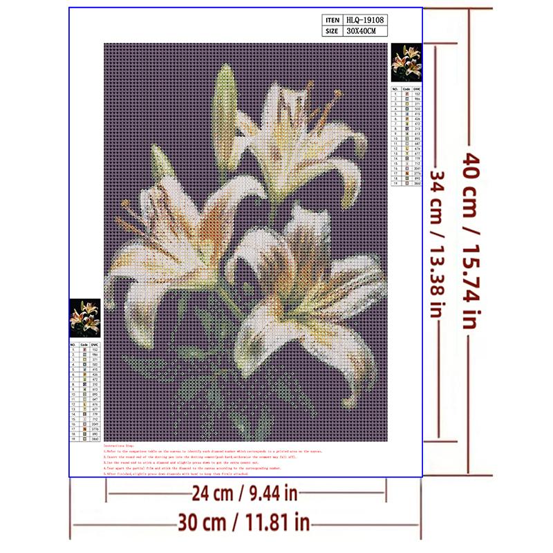 5d DIY Алмазная картина Вышивка крестом Цветы лилии Алмазная вышивка Мозаика Полная круглая дрель Домашний декор Искусство