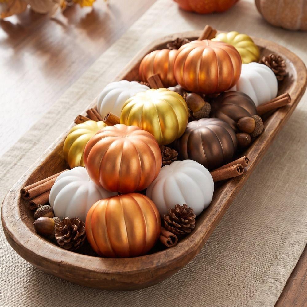 12 Pcs Matte Thanksgiving Pumpkin Ball Plastic Pumpkins Pendants  Festive Accessories