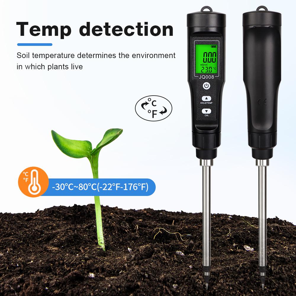 Digital Ec Temp Soil Tester 0.00~10.00ms/cm Conductivity Meter High Accuracy Sensor With Atc For Hydroponics Gardening And Plant Care