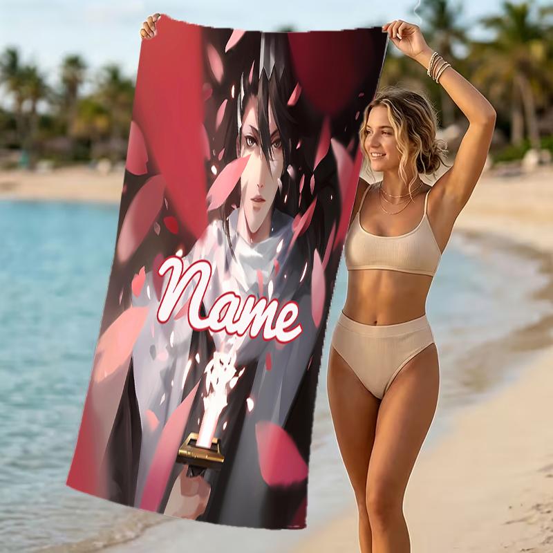 Customizable personalized beach towels Byakuya Kuchiki themed designs.Suitable for the beach, yoga, sports;ideal as beach accessories