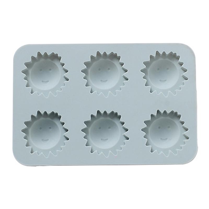 Sun Shape Silicone Cake Mold, 6 Cavities, Cookie Chocolate Ice Cube Mould, Nonstick Candy Baking Mold, DIY Cake Decoration Tool