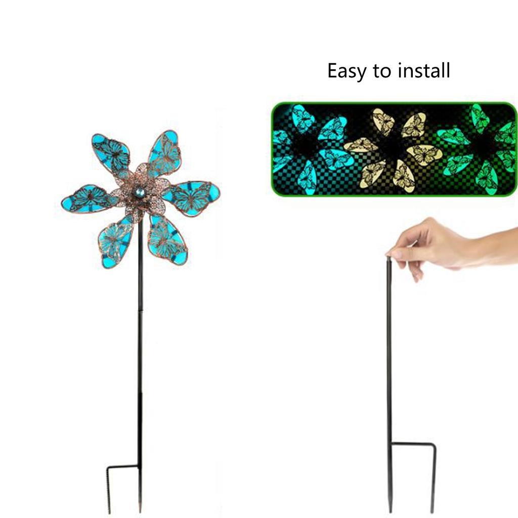 Металлическая скульптура-ветряк ручной работы для сада, ветряная мельница на колышке, всепогодное украшение для двора для открытых пространств