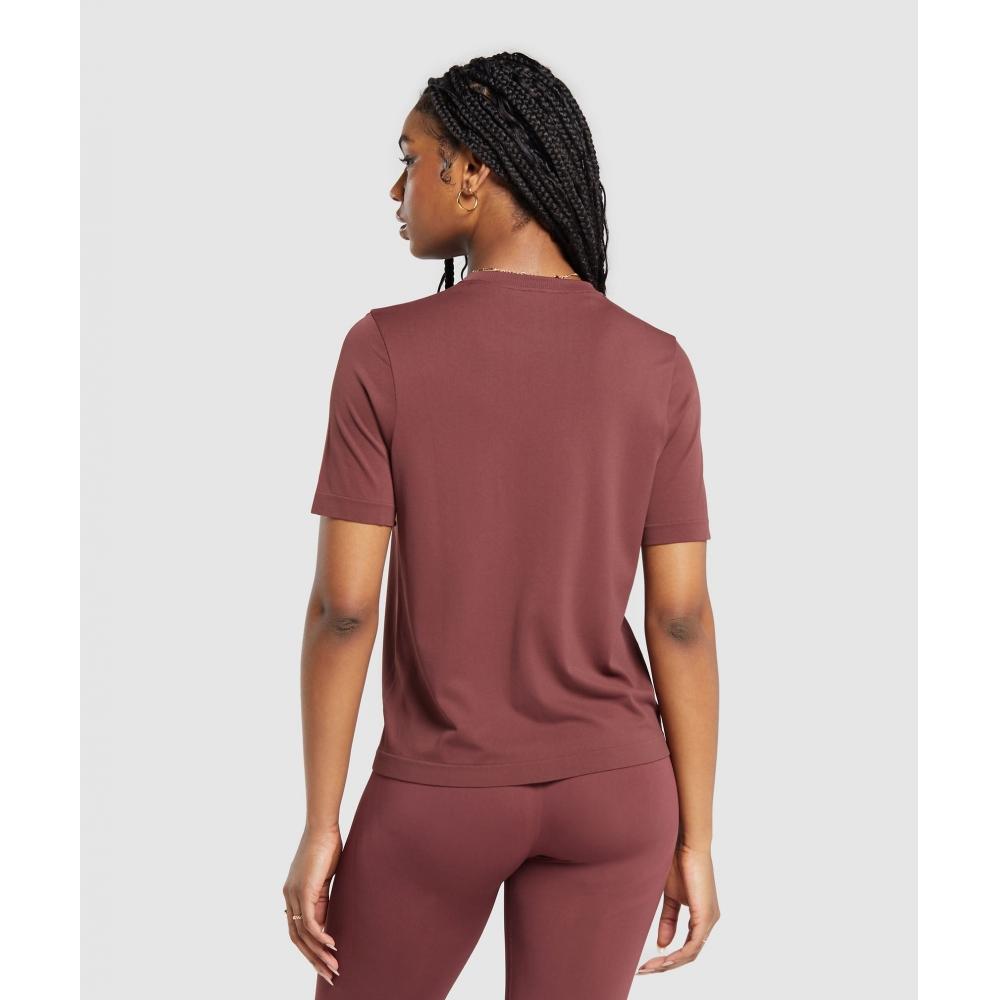 Gymshark Повседневная бесшовная футболка бордового коричневого цвета B8a4n Rbqv
