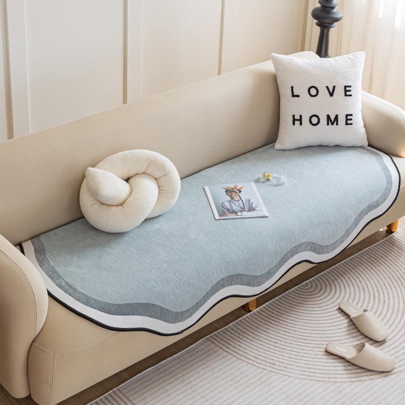 1pc Wave Edge Sofa Cushion, Four Seasons Universal High Grade Chenille Sofa Cover, Non Slip Sofa Cover, Sofa Fabric, Sofa Napkin
