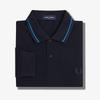 [M3636] Рубашка Fred Perry с длинным рукавом, двойная полоска - Темно-синий/Океанский/Темный уголь Afpm2433636-W86