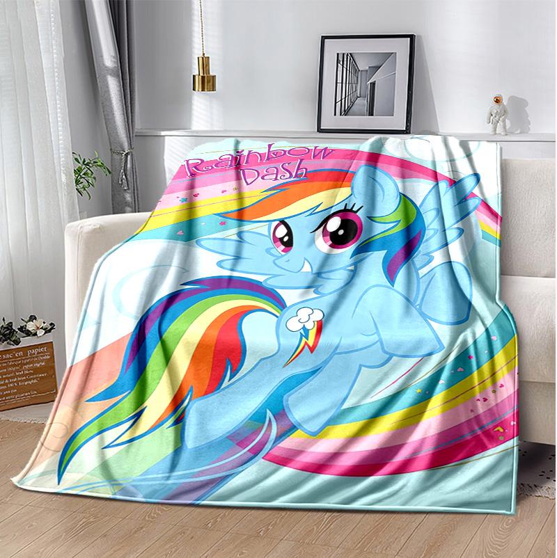 Rainbow Dash Flannel Blanket Soft Warm All-Season Throw, Design for Camping, Car Travel, Hiking Sofa, Bed, Office Perfect Gift for Parties