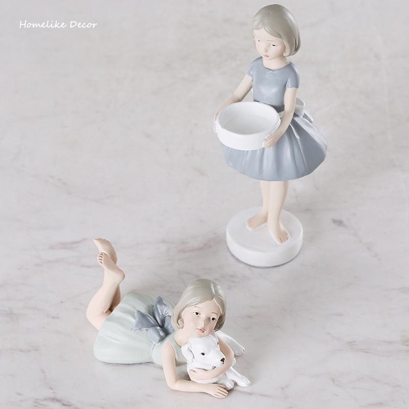1 шт. Современная милая девочка, украшение из смолы, маленькая девочка с щенком, миниатюрная домашняя декоративная статуэтка, рождественский подарок, фигурка