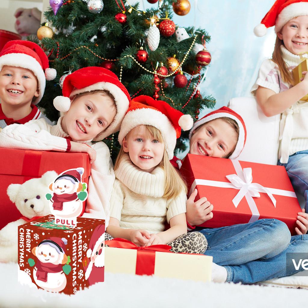 Snowman Cartoon Pattern Red Gift Box Christmas Decoration Prop Atmosphere