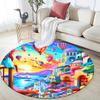 1pc Soft, Absorbent & Non Slip Hot Air Balloon Town Round Rug Soft Circle Rug for Living Room & Bedroom Decor, Chair Mats, and Unforgettable