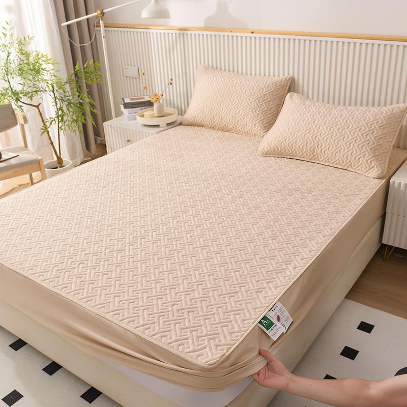 Современный стеганый наматрасник из 100% хлопка, мягкий утепленный дышащий наматрасник из необработанного хлопка, индивидуальный чехол на кровать, не включая наволочку