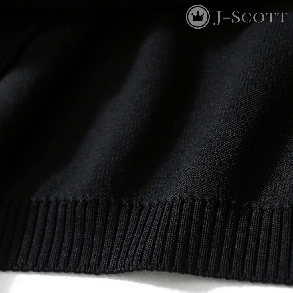 J-Scott Balloon Sleeve Knit Top with Lace Neck, Ribbed Design, Stand-Up Collar, 3/4 Sleeves, Sheer, and Puff Sleeves, Black (JS92-BK-M)