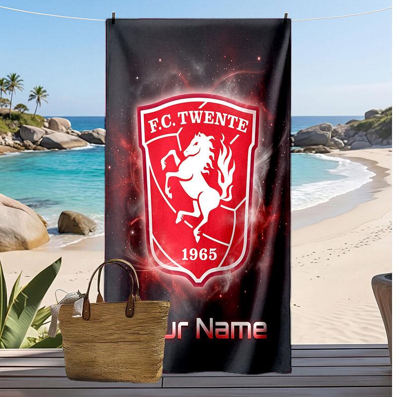 Персонализированное пляжное полотенце FC Twente с принтом, логотип футбольного клуба, поддержка, индивидуальное имя, текст, впитывающее полотенце для спорта, путешествий, особый подарок