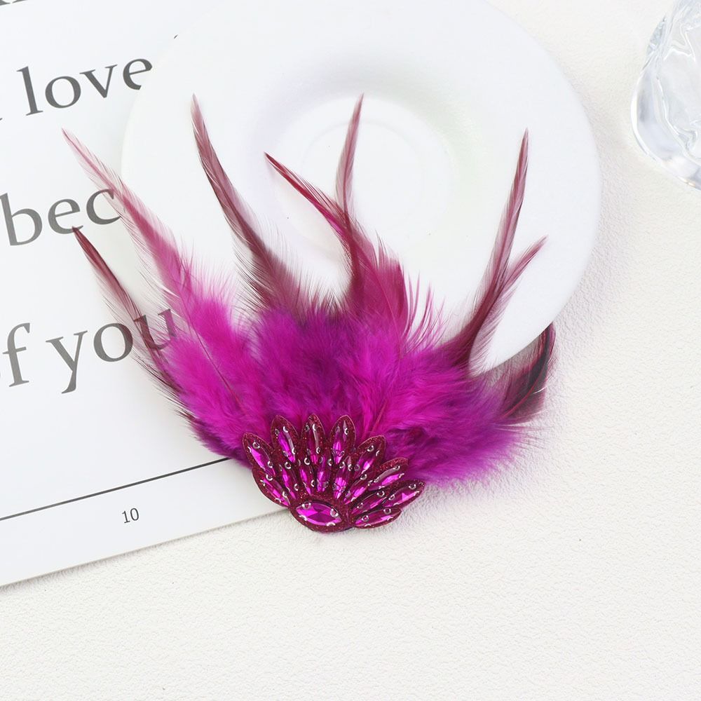 Gothic Style Rhinestone Feather Brooch Handmade Shoulder Strap Boutonnieres Flowers Dance Costume