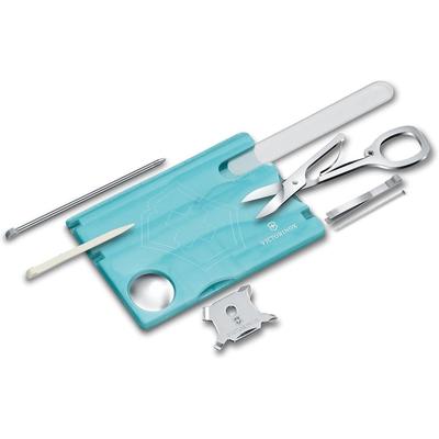 Victorinox SwissCard Уход за ногтями Ледяной синий Прозрачное стекло Пилка для ногтей с ножницами 13 функций Компактный аварийный инструмент