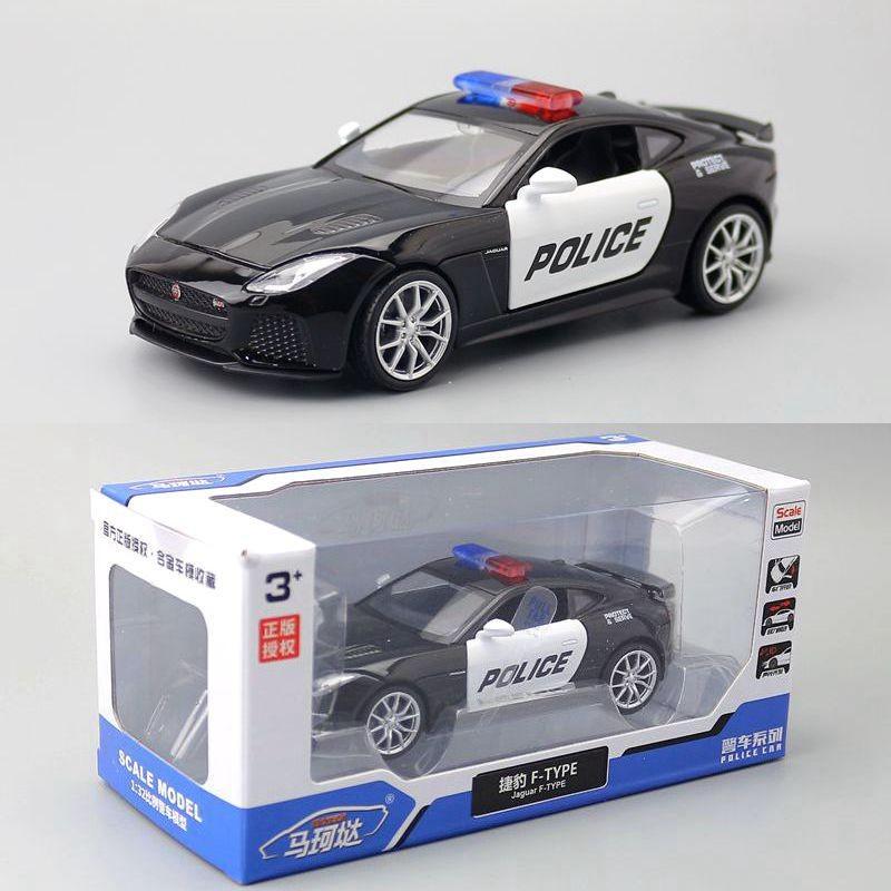 Jaguar Ftype Police Car Model 1:32 Alloy Diecast With Light Sound For Collectors