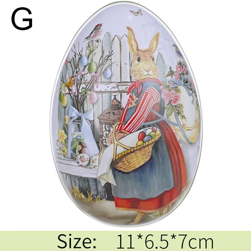1 шт. Подарочная коробка из жести в форме яйца с изображением пасхального кролика, металлическая коробка для хранения, креативные принадлежности для вечеринок