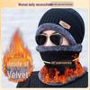 Unisex Winter Knit Hat with Plush Scarf: Thick, Warm, Cold-Proof, Integrated Two-Piece for Cycling.