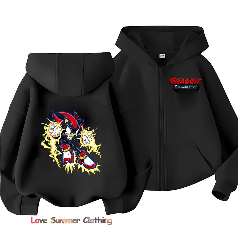 Худи для мальчиков на молнии ежик для девочек осенняя куртка с капюшоном на молнии sonic осень тень пуловер повседневное худи размер 100-160