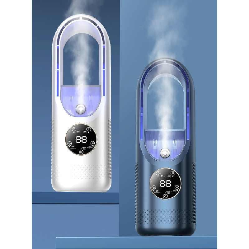 Rechargeable Usb Desktop Fan With Spray Humidifier And Touch Operation For Home And Gift