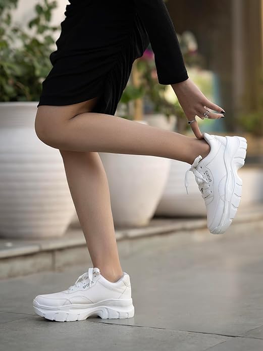 Женские массивные кроссовки Shoetopia – Спортивная повседневная обувь на шнуровке с толстой подошвой для ходьбы и на каждый день