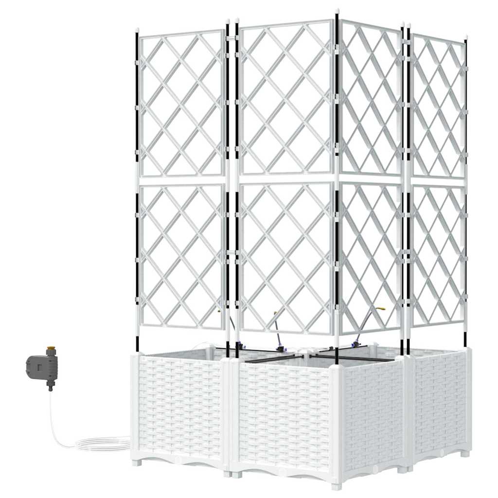 Garden Planter Set 3 pcs White 80 x 80 x 142 cm Plastic