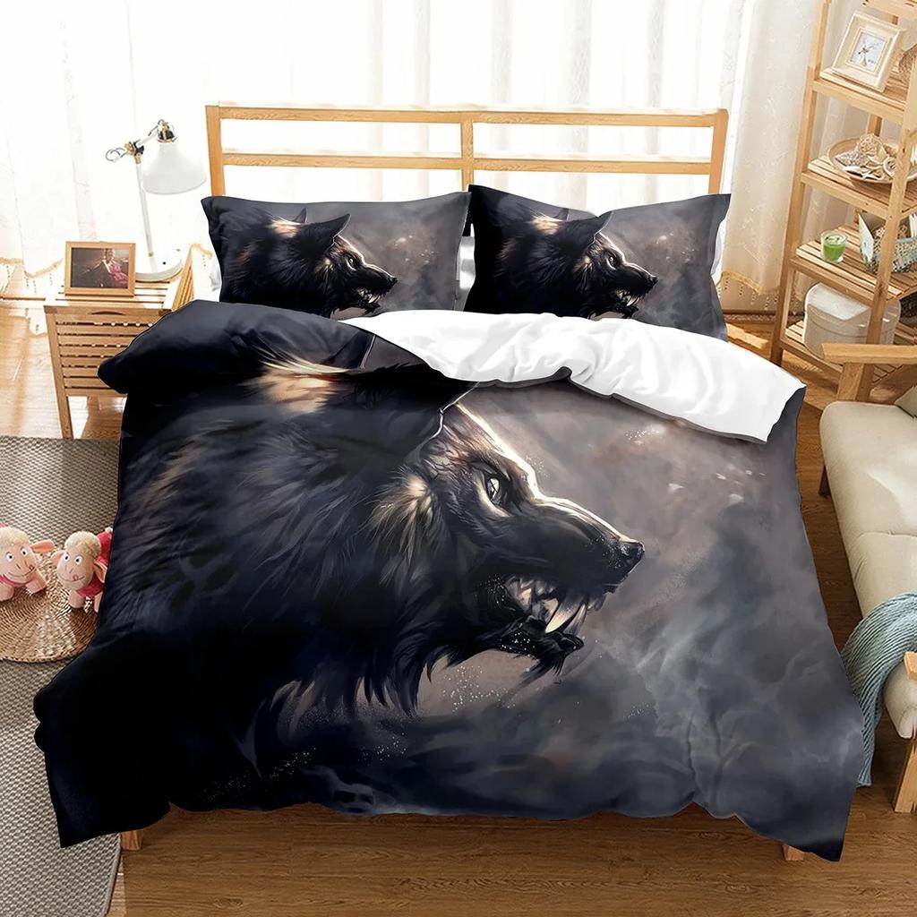 Boys Wolf Boho Wolf Wildlife Forest Comfortable Duvet Cover Pillowcase Bedding Set Children Bedroom Decoration Home Textile