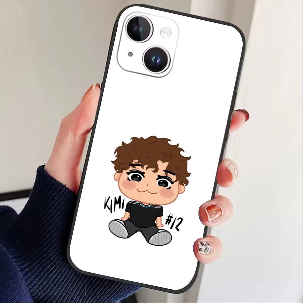 Чехол для телефона L-Kimi Cool A-Antonelli для iPhone 17, 16, 15, 14, 13, 12 Plus, Max Мягкий силиконовый черный чехол