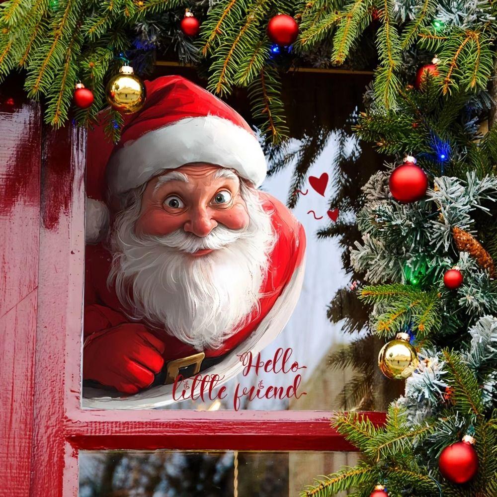 Имитация Рождественская Стеклянная Наклейка на Окно Двусторонняя Визуальная Декоративная Наклейка на Окно Новый Год