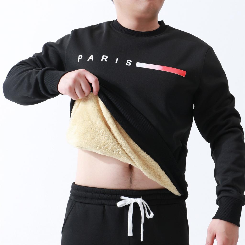 Мужская зимняя однотонная толстовка с цифровой печатью и утолщенным бархатом, мужская повседневная толстовка с круглым вырезом