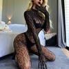 Новый Комбинезон с Леопардовым Принтом с Длинными Рукавами Прозрачный Облегающий Боди Сексуальные Бодистокинги с Открытой Спиной Длинные Брюки Горячие Топы