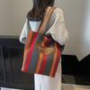 Tote Bag Women's Striped Canvas Shoulder Bag Student Class Hand Bag