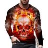 Футболка мужская с длинным рукавом и круглым вырезом с принтом черепа 3D Digital Printed Spring Autumn
