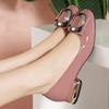 Fashion 2024 Leather Women's Single Shoes Thick Heel Shallow Mouth All-match Comfortable Low Heel Work Small Leather Shoes
