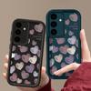 Чехол однотонный с узором в виде сердечек для Samsung S26 S25 S24 Ultra S23 S22 S21 Plus S20 FE A55 A35 A54 A34 A15 A17 A27 A37 A57 Ударопрочный чехол для телефона