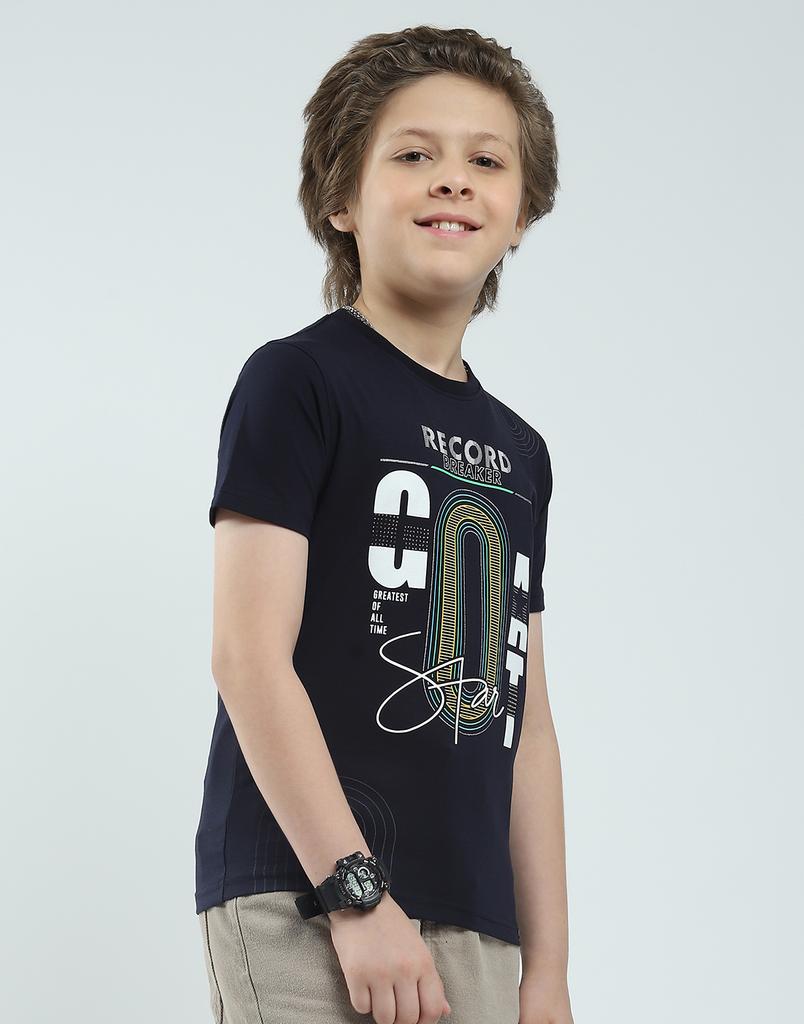 Monte Carlo Boys Printed Round Neck T-Shirt Navy Blue 5-6 YR