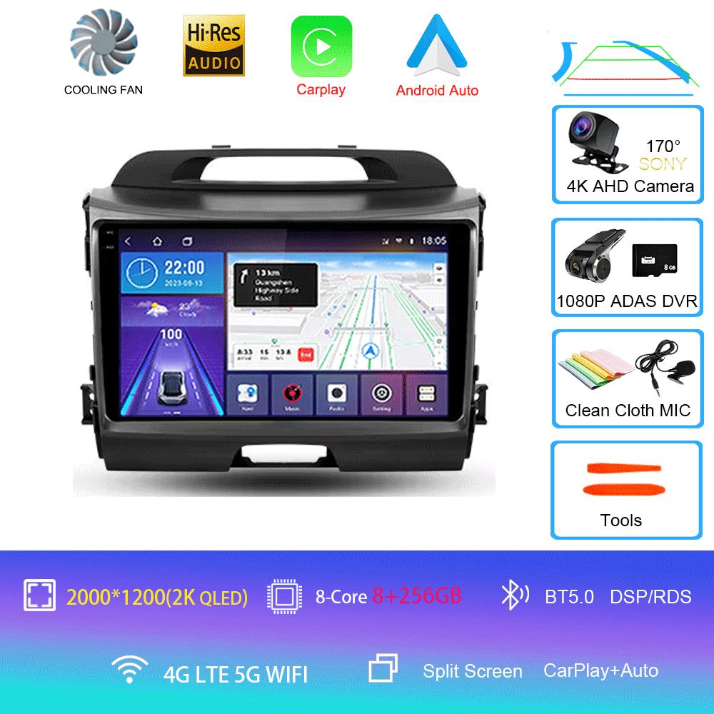 Для KIA Sportage 3 2010-2015 2016 Автомагнитола Android 14 Беспроводной CarPlay Auto 4G+WIFI Мультимедийный Видеоплеер GPS 2din Автомагнитола