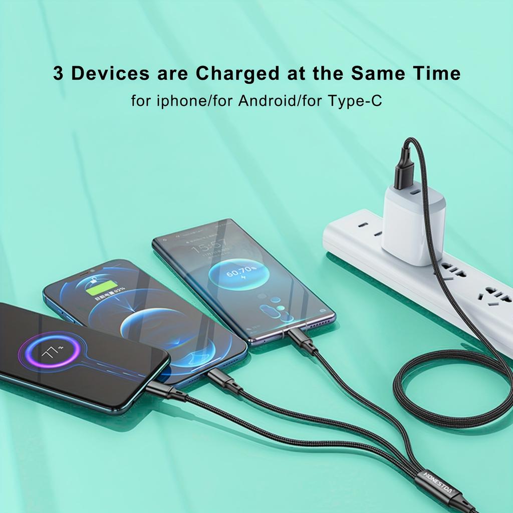 3 в 1 кабель для быстрой зарядки, многофункциональный шнур для зарядки, USB-кабель-адаптер для зарядки Apple/Type C/Micro USB/планшетов и т. д.