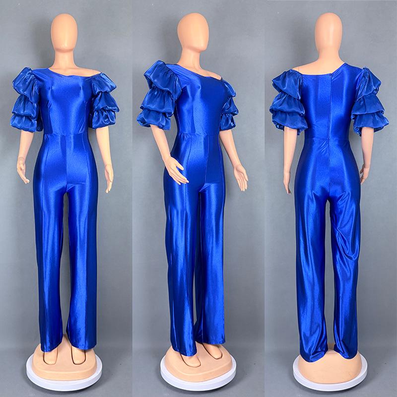 Женский комбинезон с одним плечом и многослойным рукавом, вечернее платье 5813