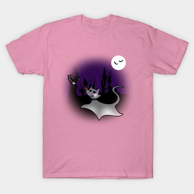 Футболка женщины One The Ghost Cat Harajuku Печать Кавайи футболка Летний короткий рукав женский футболка Top Tee