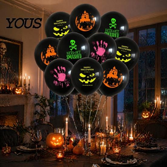 Светящиеся Праздничные Украшения 12 ШТ. Хэллоуин Флуоресцентные Шары, Прочные Латексные Украшения для Вечеринки, Светящиеся в Темноте Принадлежности для Праздничного Празднования
