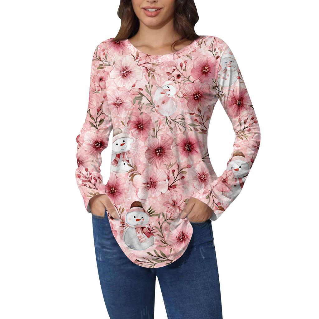 Tee Shirts For Women Fall Casual Long Sleeve Shirts Sweatshirt Vintage Graphic Printing Top Pullover Valentine's Day