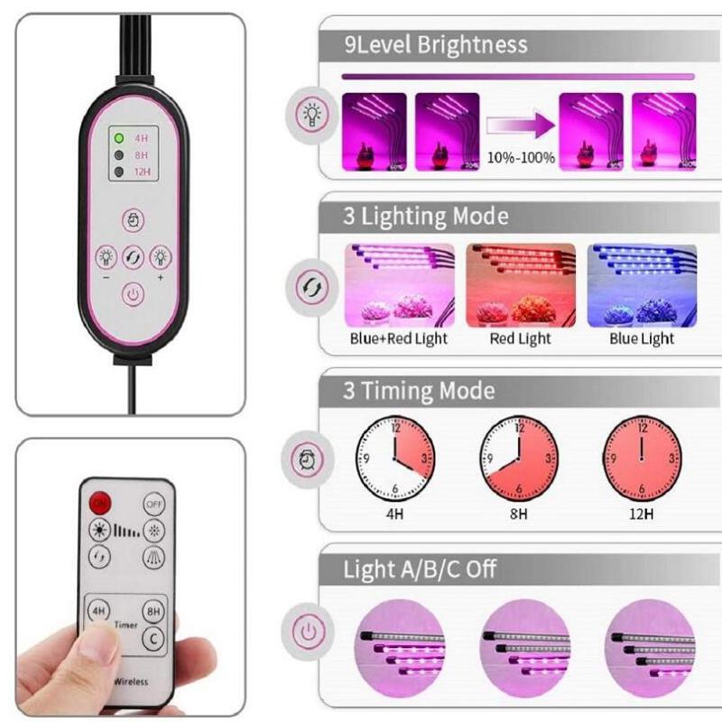 5 В USB красный синий светодиодный светильник полного спектра для выращивания растений фитолампа с регулируемой яркостью для рассады цветов и овощей водонепроницаемая фитолампа для выращивания растений