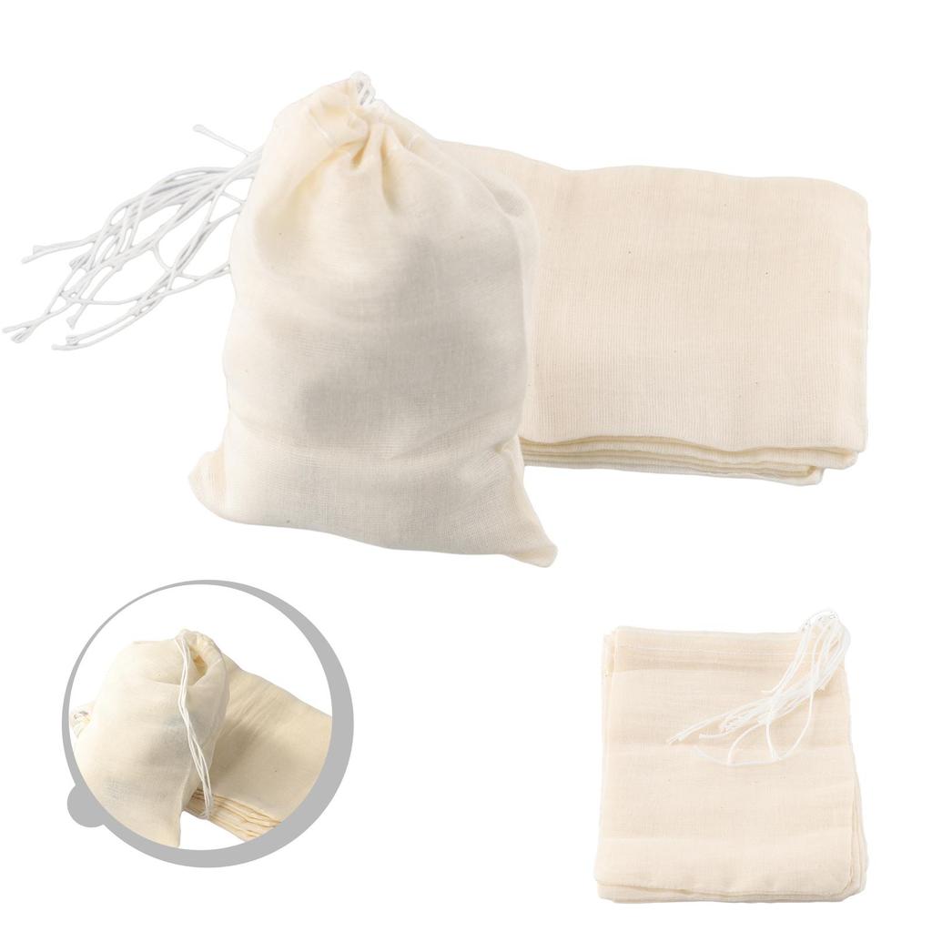 Set Of 10PcsTea Cooking Separate Spice Food Linen Drawstring Filter Bag