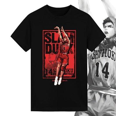 Футболка SLAM DUNK Guochao Ins Аниме Сянбэй Сакураги Цветущая дорога Мужская Баскетбольная Спортивная Хлопковая С коротким рукавом